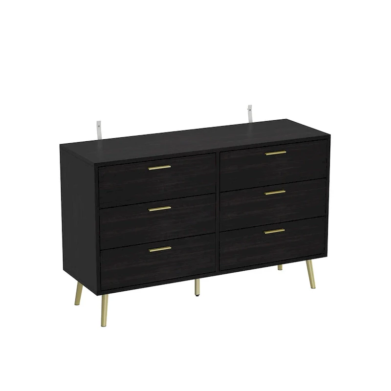 Timechee Modern 6 Drawer Storage Chest Double Dresser Sideboard Cabinet