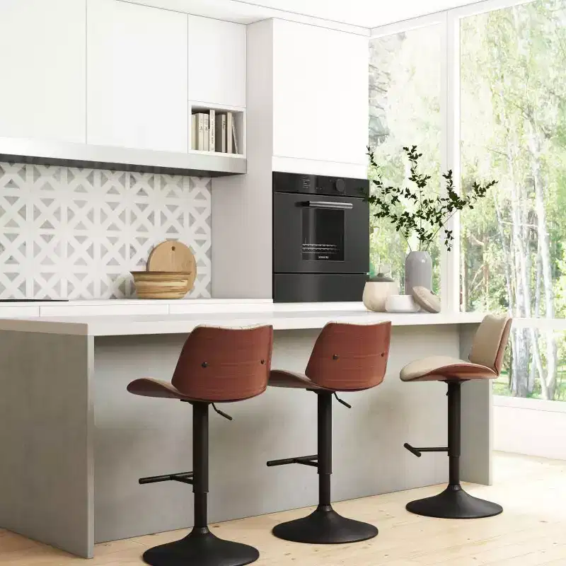 Stapleton Adjustable Barstool Cream - WyndenHall: Swivel, Hydraulic Lift, Mid-Century Modern, Metal Base