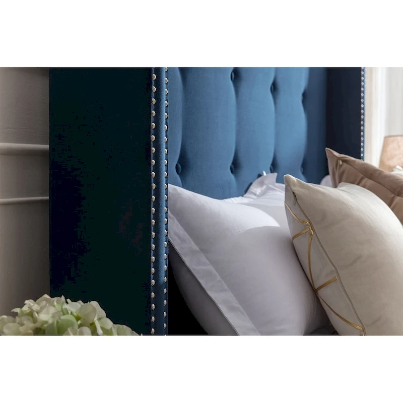 54 High Headboard Queen Peyton Upholstered Velvet Bed