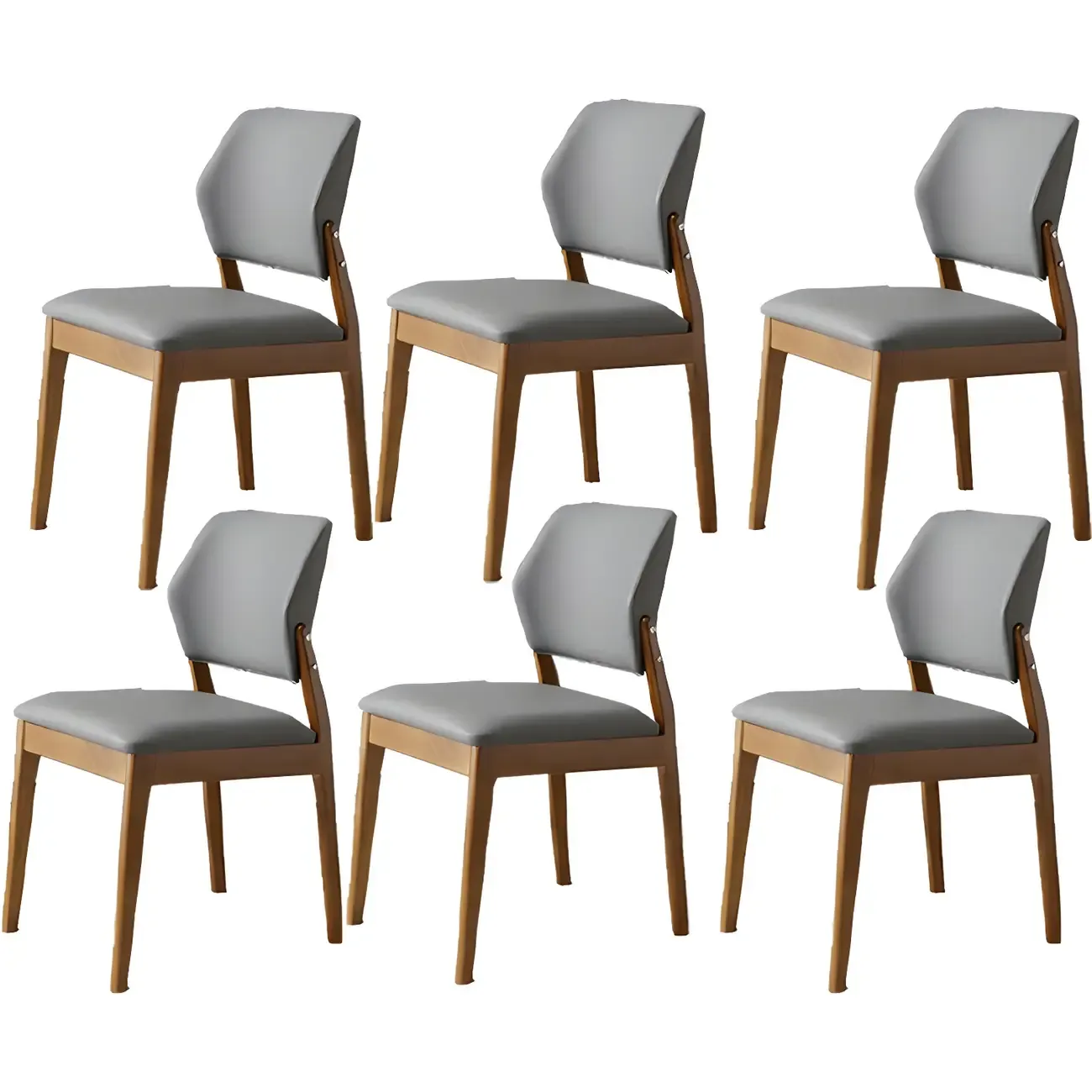 Modern Wood Faux Leather Beige Low Back Dining Chair