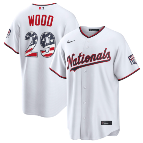 Washington Nationals James Wood White USA 250 Fourth of July Home Stadium Jersey