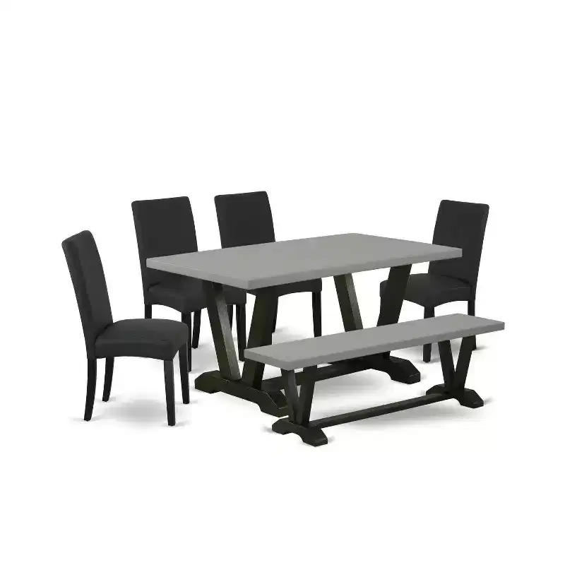 6-Piece Rectangle Natural Oak Finish Solid Wood Top dining Table with 1-Bench and 4-Chairs with