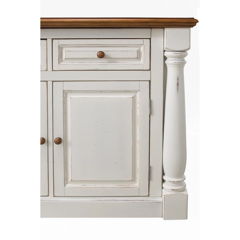 Homestyles Monarch 3-Piece Off-White Wood Kitchen Island Set with Drop Leaf Wood Top - 48' x 25' x 36'