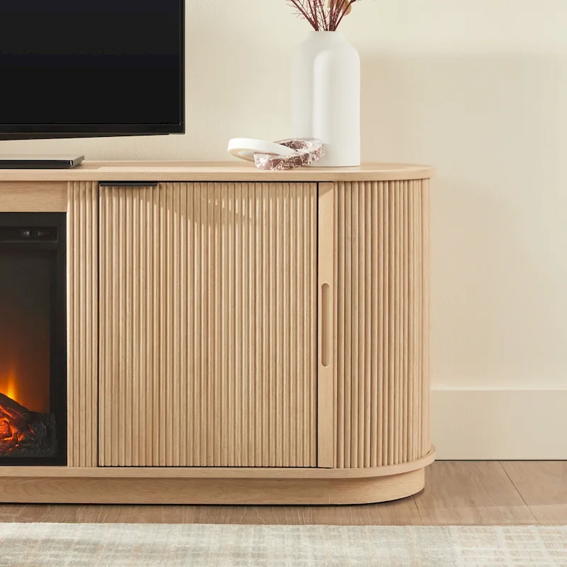 Middlebrook Designs Modern Reeded 70-inch Fireplace TV Stand