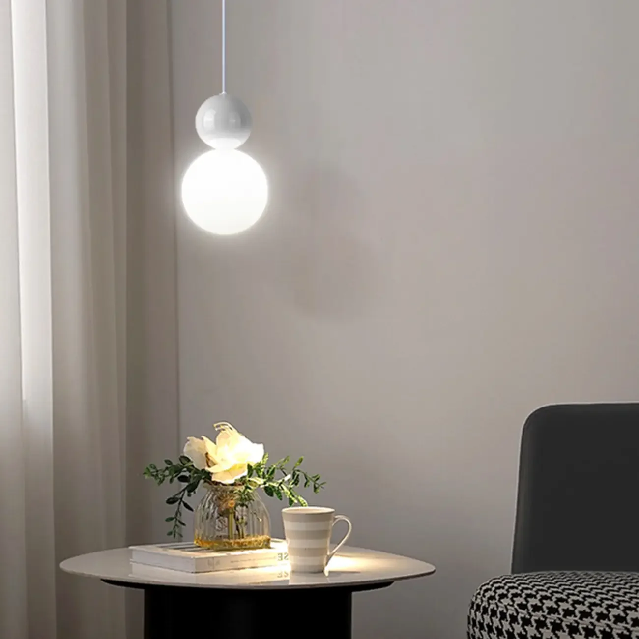 Modern White Metal Plastic Globe Pendant Light