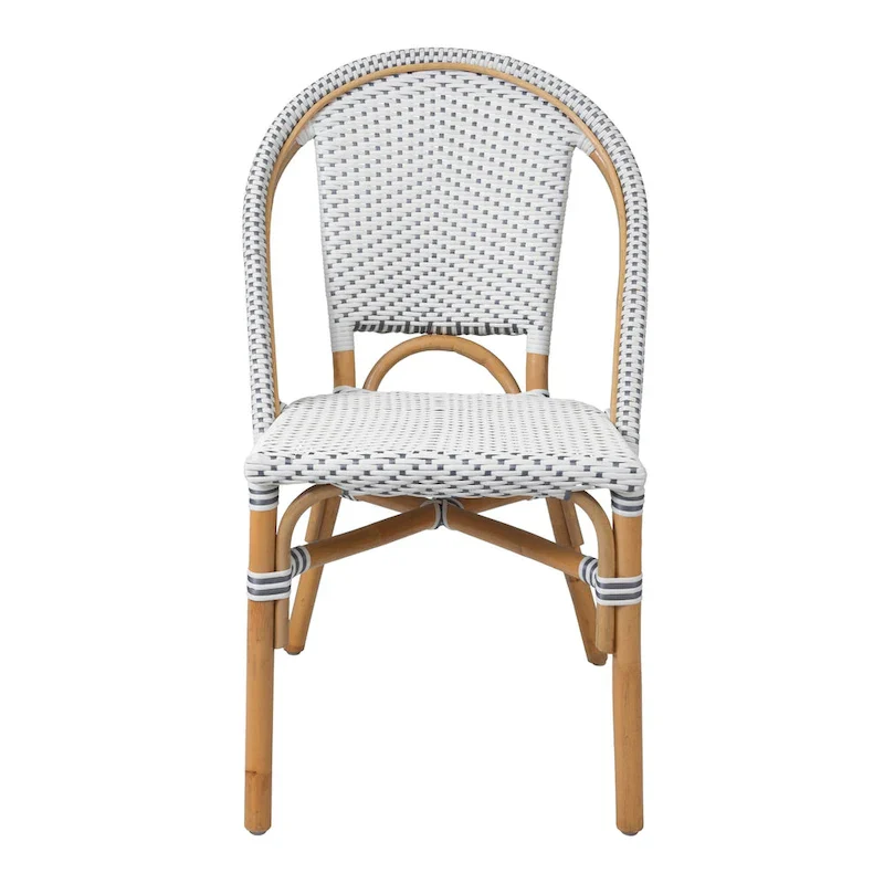 White/Gray 1-Person Rattan Bistro Chair, Outdoor Style