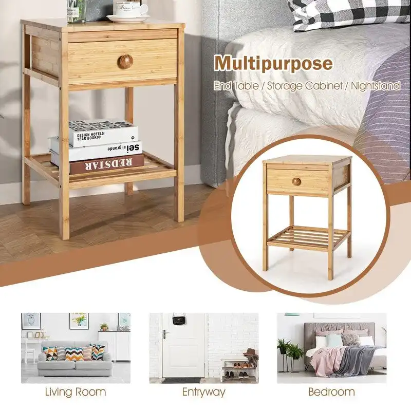 Bamboo End Table Set of 2 - 16D x 16W x 24H