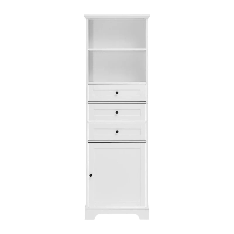 68 Tall Freestanding Bathroom Cabinet with 3 Drawers and Adjustable Shelves