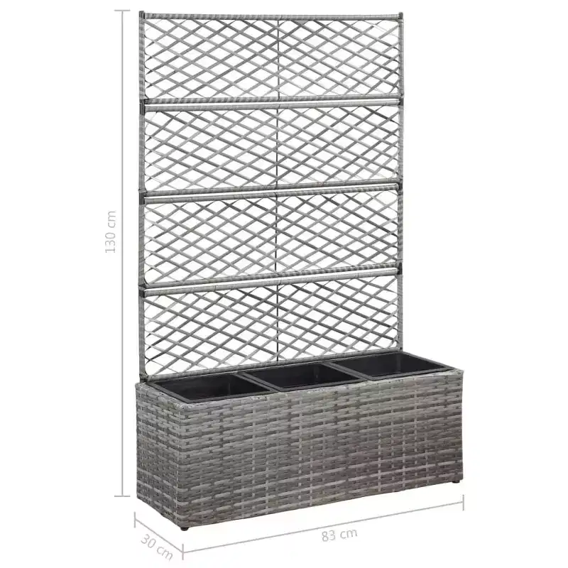 vidaXL Raised Bed Grey Poly Rattan, Plastic 32.7x11.8x51.2 in Planters