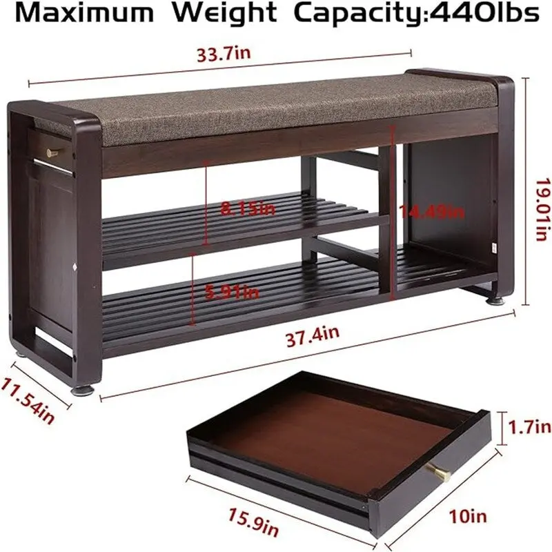 Shoe Rack Bench 2-Tier - 11.7D x 39W x 19.5H