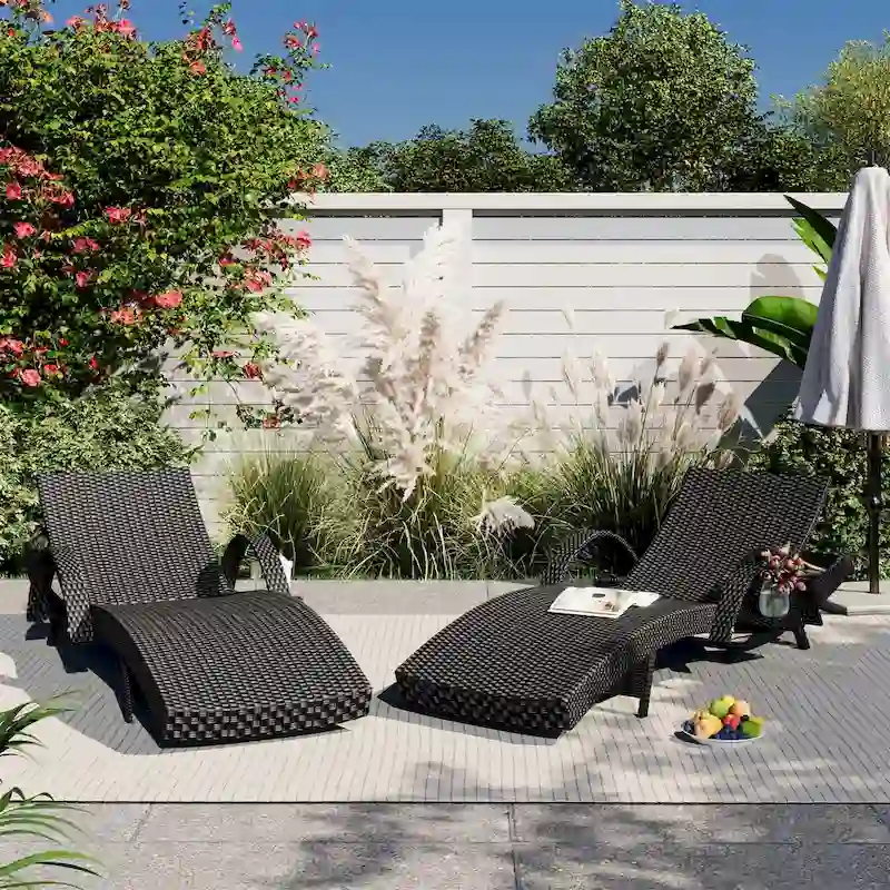 80 Outdoor Wicker Chaise Lounge Chairs Set of 2