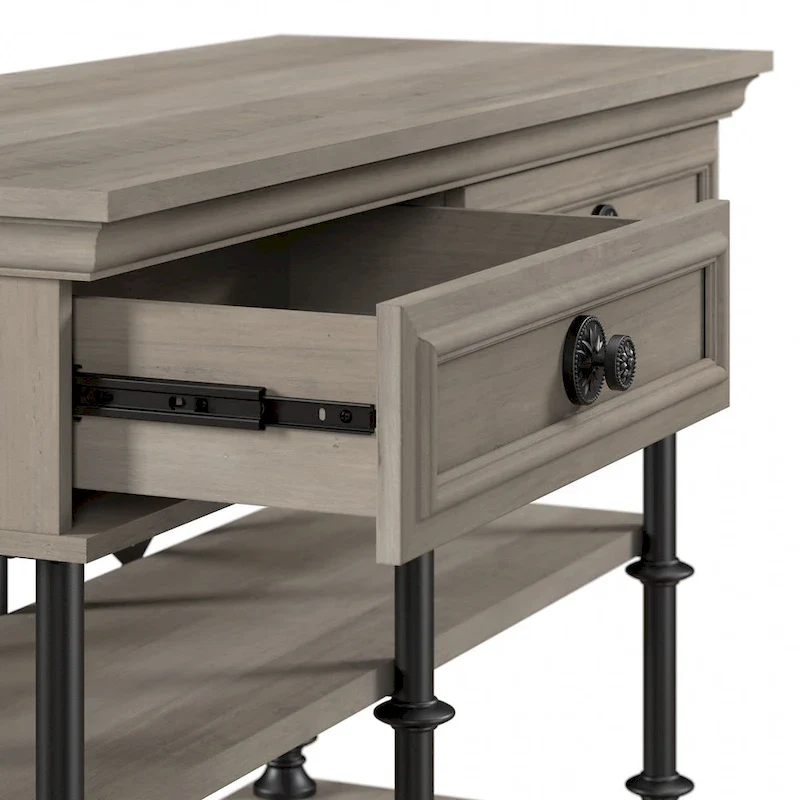 Industrial Console Table with 2 Drawers and Shelves