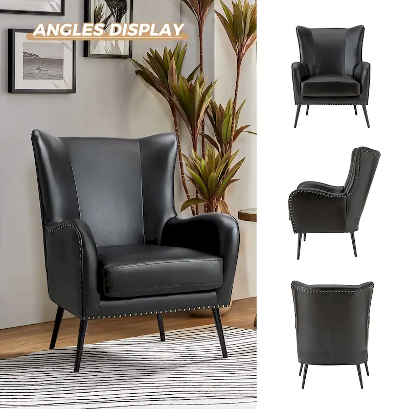 Invidiae Wooden Upholstered Armchair with Metal Legs