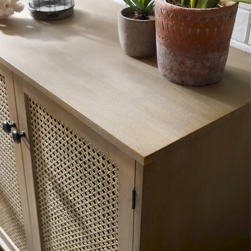 Art Leon Woven Rattan Wicker Accent Cabinet