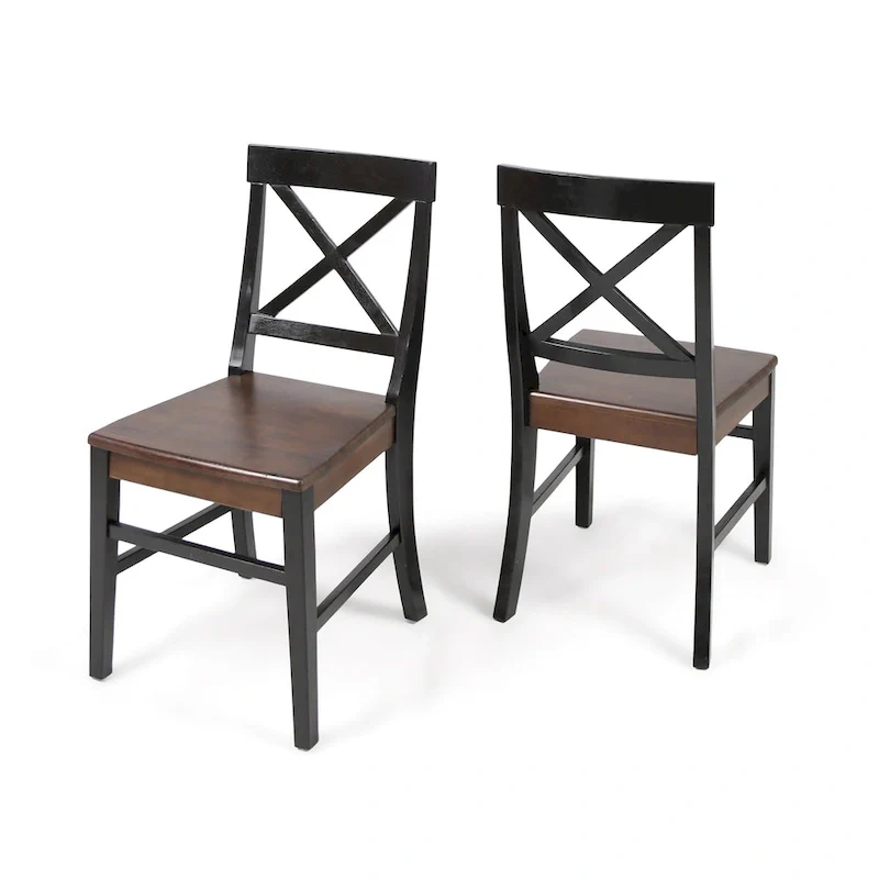 Farmhouse Acacia Wood Dining Chairs Set of 2 - X-Back Design, 300 lbs Capacity, 35.5