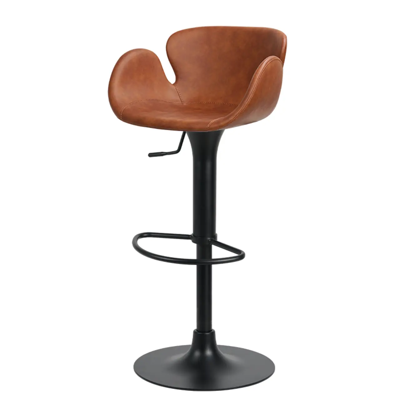 Adjustable Height Swivel Distressed Leather Bar Stools with Back