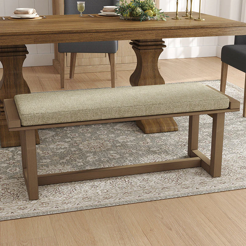 Solid Rubberwood Dining Bench with Padded Seat & Clean-Line Design | Natural | Single