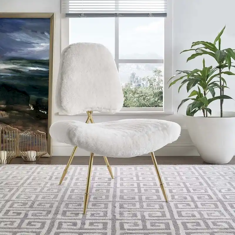 Ponder Upholstered Sheepskin Fur Lounge Chair