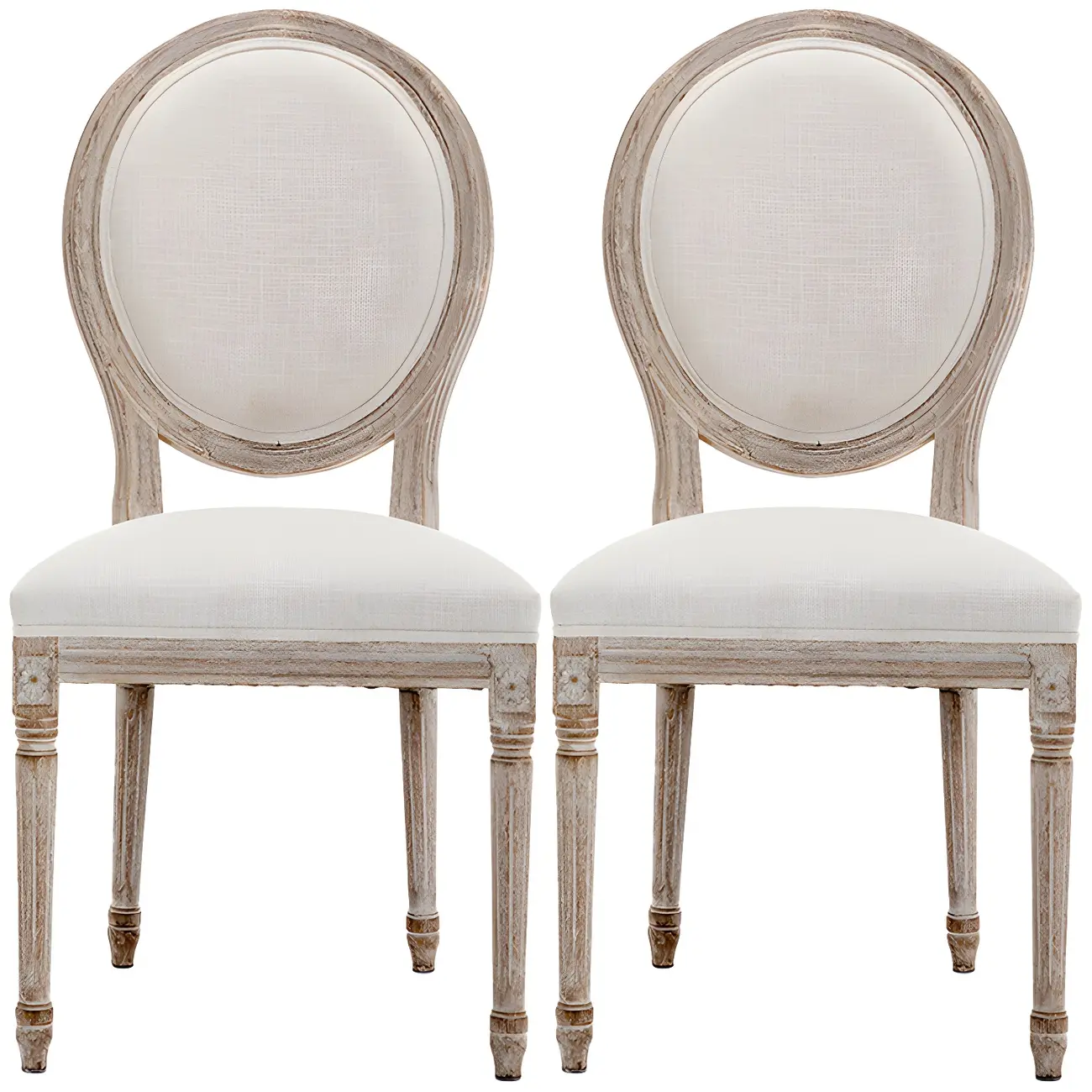 Upholstered King Louis Back Light Wood Dining Chair