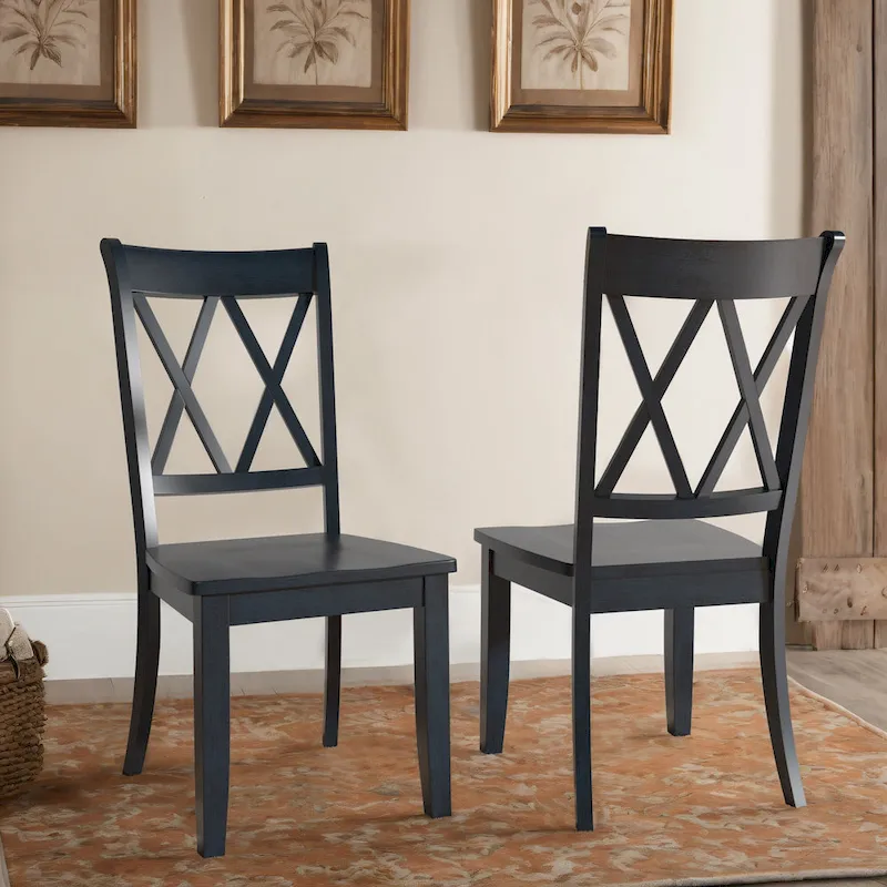 Ronda Double X Back Wood Dining Chairs (Set of 2)
