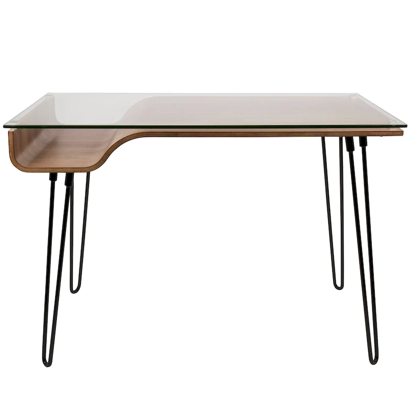 Mid-Century Modern Office Desk with Glass Top