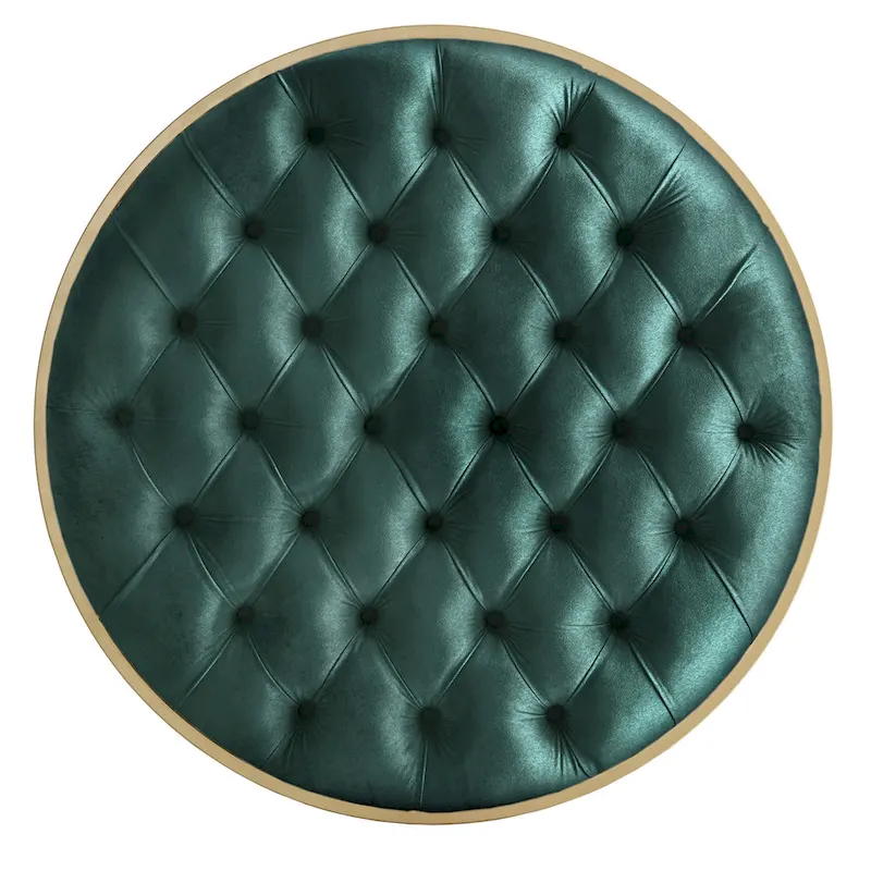 Gold Velvet Round Tufted Ottoman