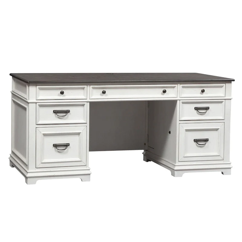 Allyson Park Wirebrushed White Charcoal Desk