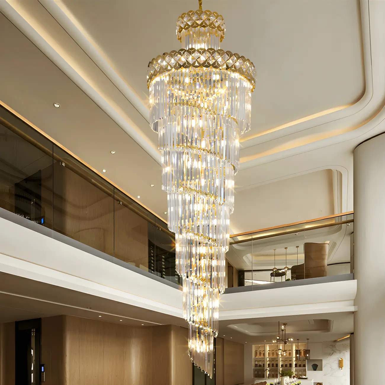 Luxurious Spiral Tiered LED Crystal Chandelier