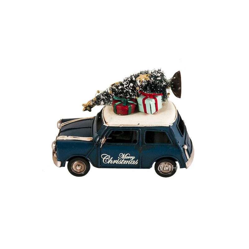 Handmade 1960s Mini Cooper Christmas Car Model Set of 2