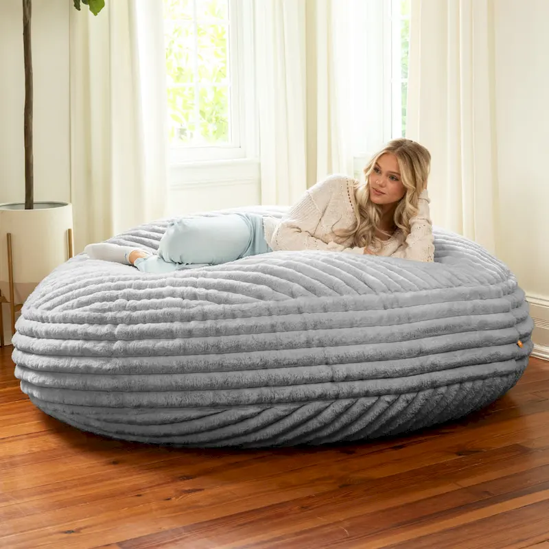 6 Foot Large Bean Bag Chair, Faux Fur