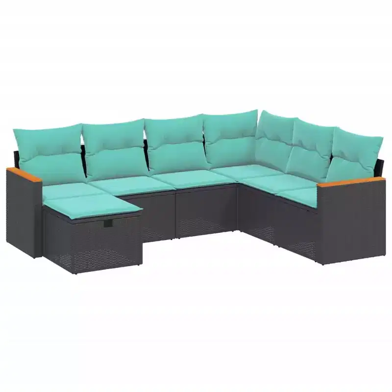 vidaXL Patio Sofa Set with Cushions Poly Rattan