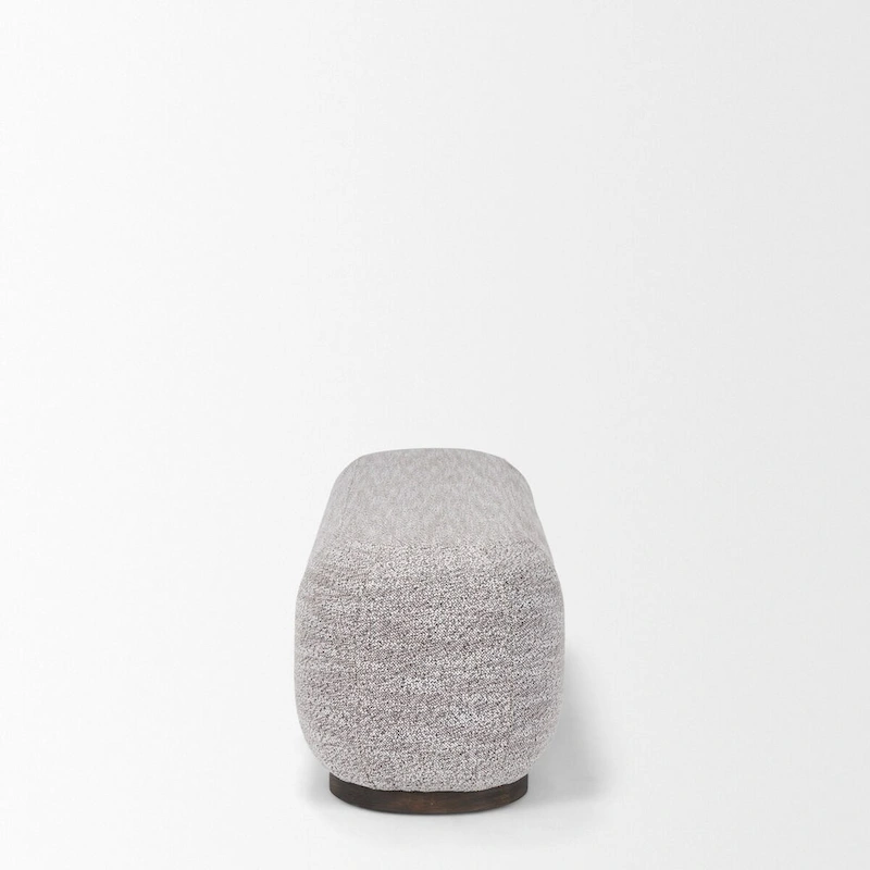 Siren Gray Fabric w/ Dark Brown Wood Oblong Bench