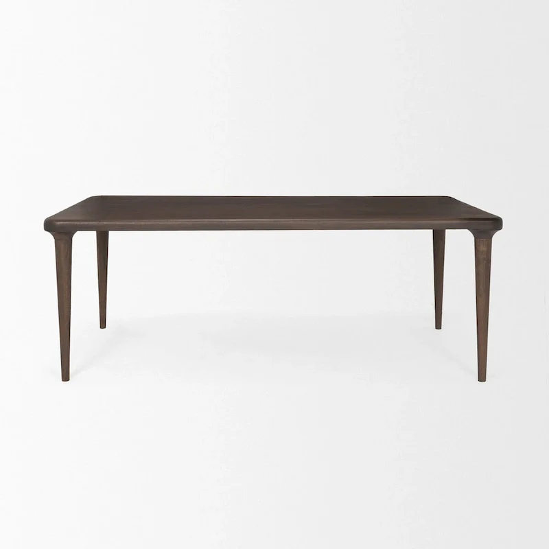 Medium Dark Brown Rectangular Solid Wood Dining Table