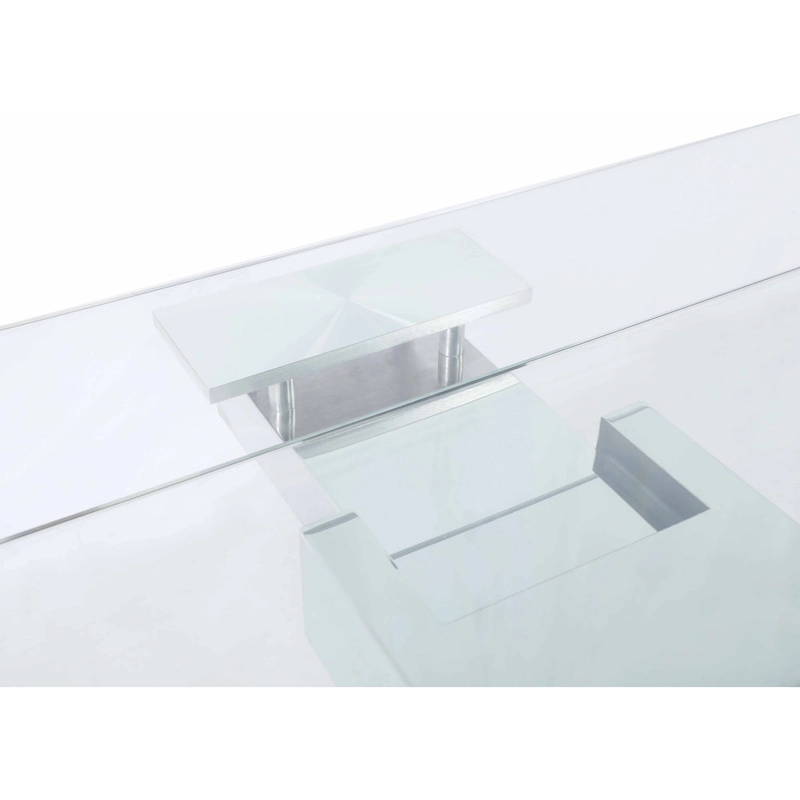 Somette Modern Dining Table with Extendable Glass Top & Solid Wood Legs