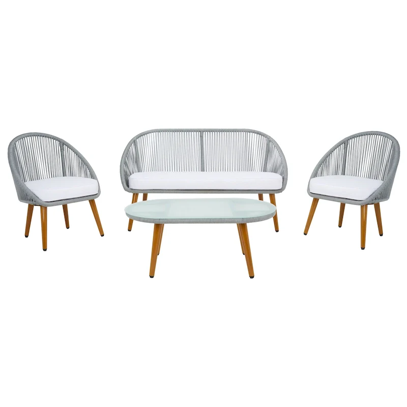 SAFAVIEH Outdoor Morena 4-Piece Conversation Patio Set - 54W x 34D x 24H