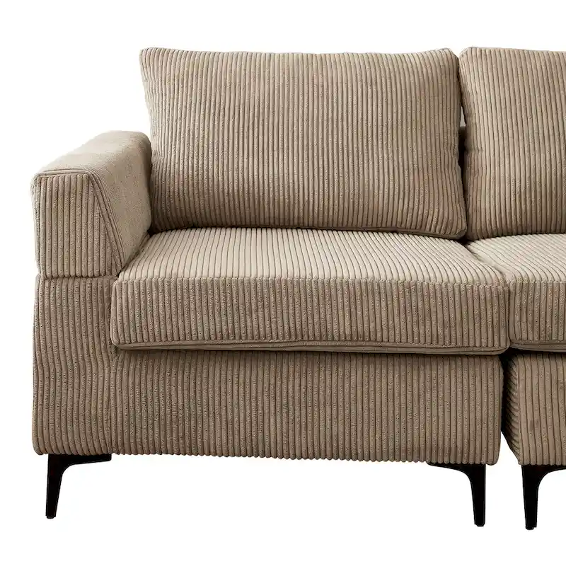 L-Shaped Reversible Chaise Sofa - Polyester Fabric - 3 Seater