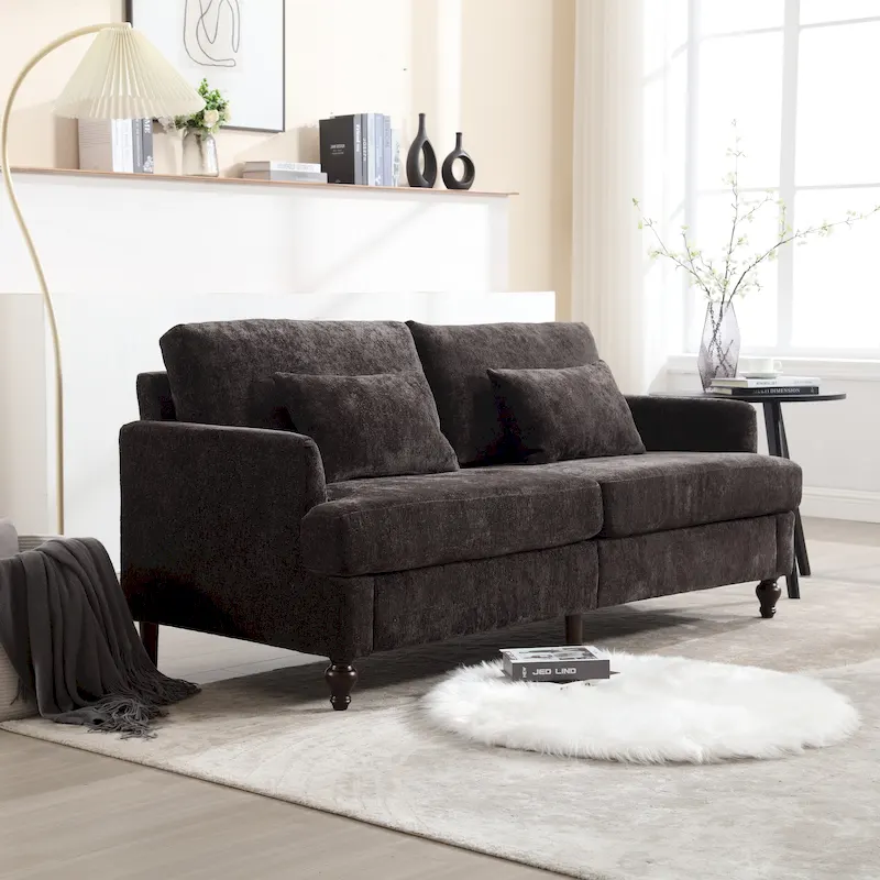Modern Chenille Fabric Loveseat - 62.68 x 68.90 x 31.89