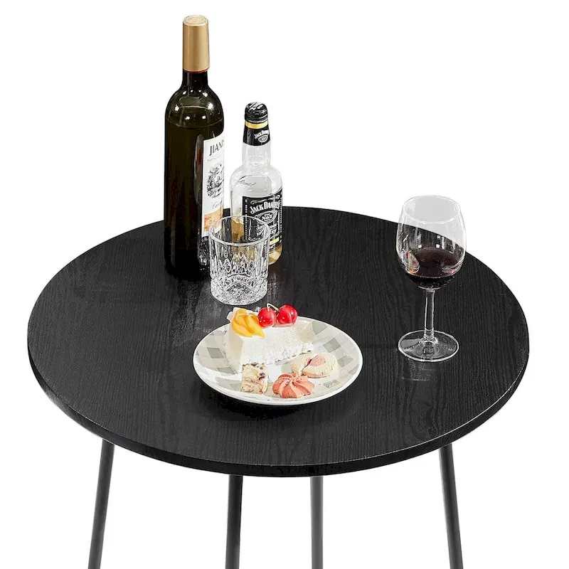 35.4  High Round Bar Table, Industrial Style Wood Top Bistro Pub/Breakfast Table