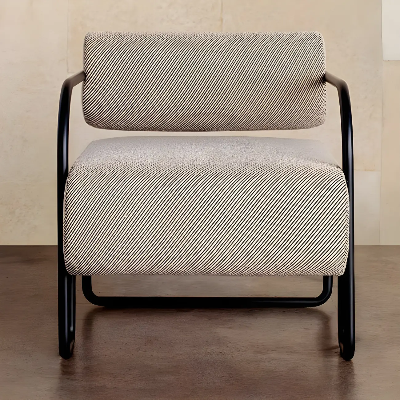 Industrial Leather/Velvet Accent Chair with Metal Frame