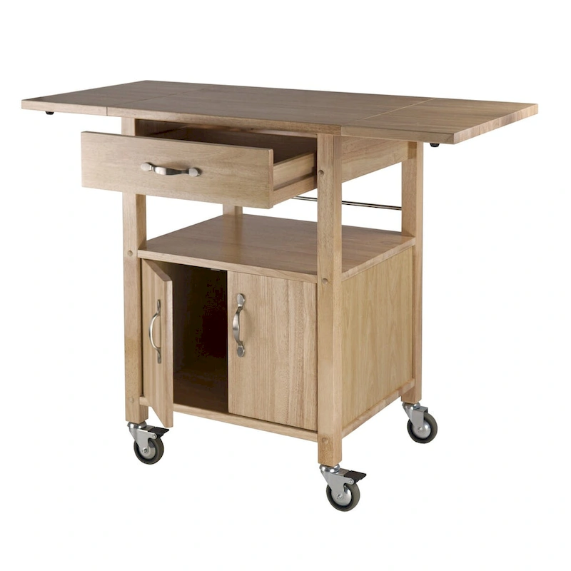 Rachael Kitchen Cart, Drop Leaf, Natural - 43.27 x 20.16 x 33.27 inches