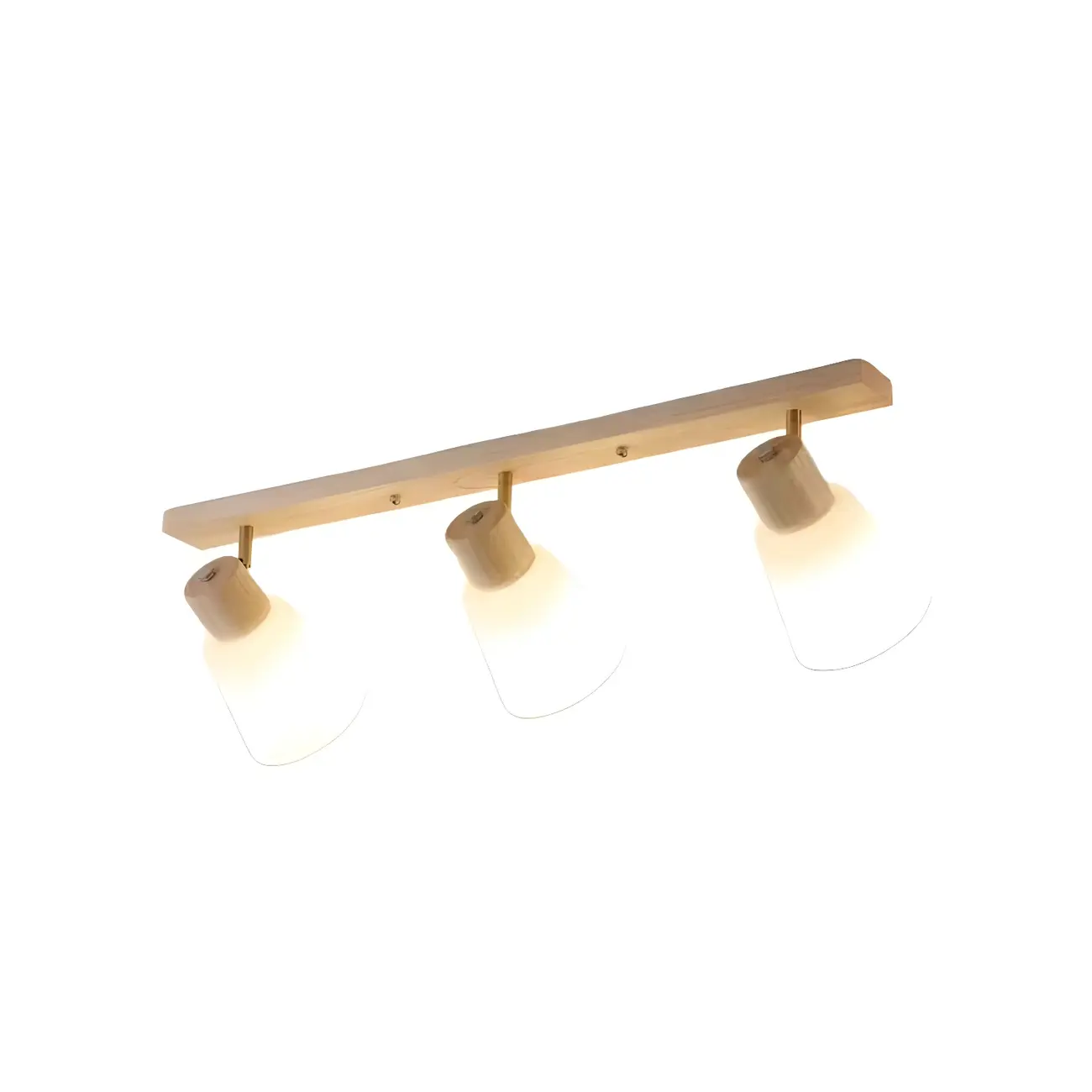 Natural Wood White Cone Glass Adjustable Semi Flush Track Light