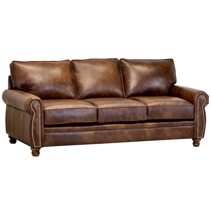Made in USA Cabot Brown Top Grain Leather Sofa and Loveseat Set