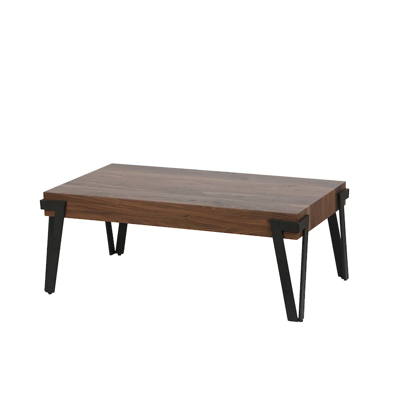 43-inch Industrial Wood and Metal Coffee Table - 17 H x 43.38 W x 24.5 D