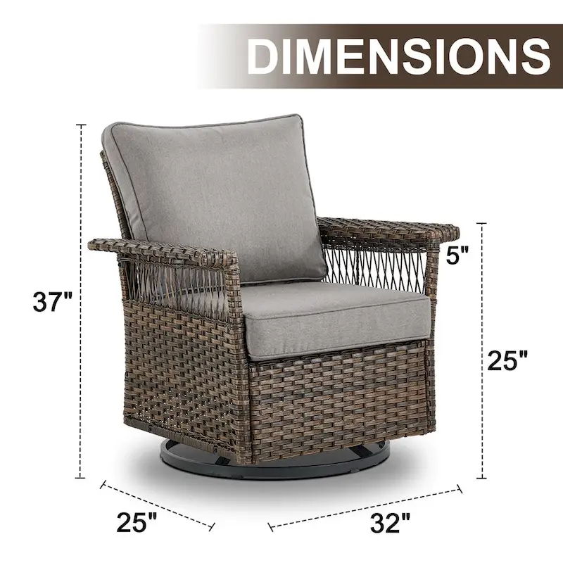Gymojoy Patio Bistro Set w/ 360 Swivel Rocking Chairs & Table - Brown