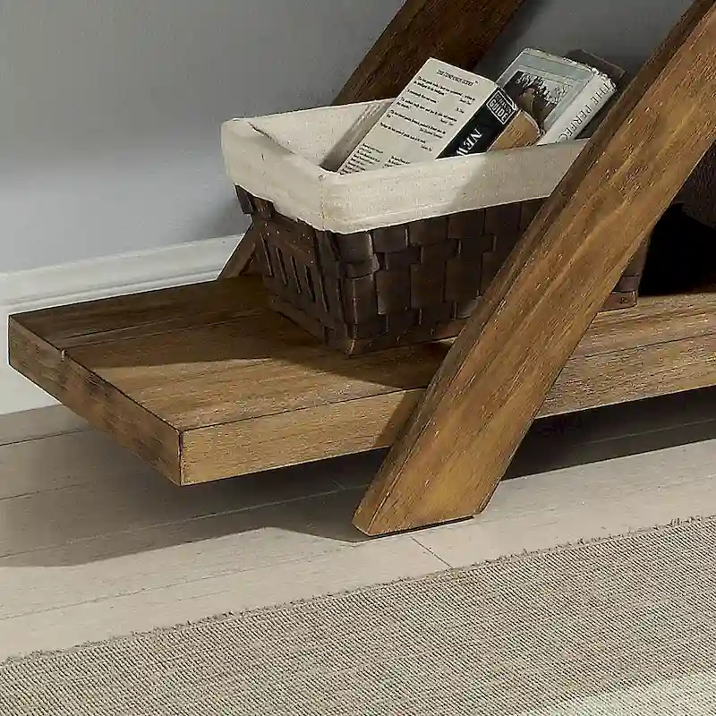 Solid Wood Sofa Table with Storage Shelf