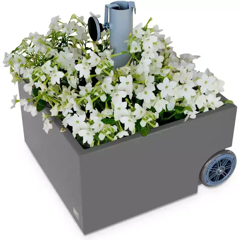 XXD Zinc Plated Power-Coated Modern Planter & Umbrella Stand, Dark Grey