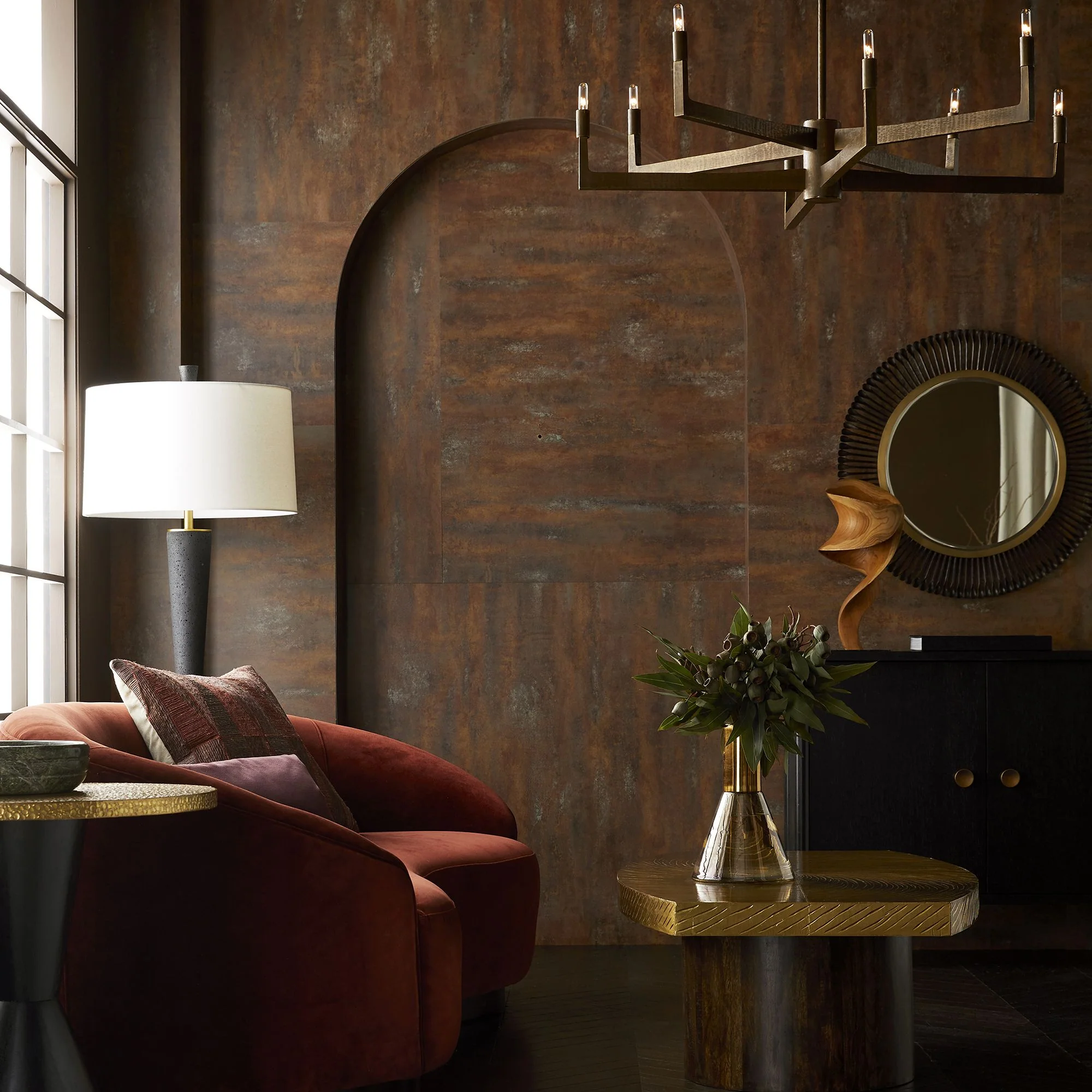 Turner Small Sofa in Paprika Velvet Upholstery