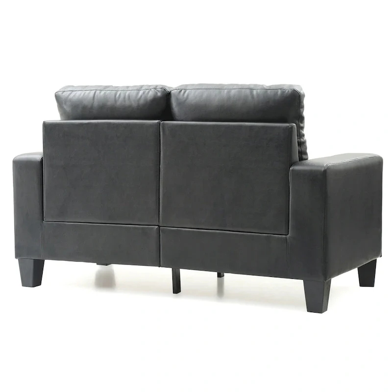 Newbury 58 in. W Flared Arm Faux Leather Straight Sofa - 32L x 58W x 36H