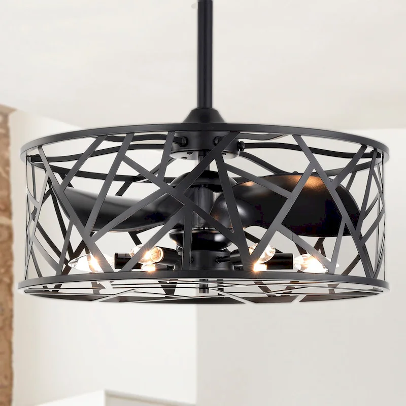 Leyton 24-inch Matte Black 6 Lights 3 Blades Lighted Ceiling Fan with Remote