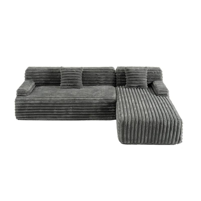 Cloud Sectional Sofa, Modern Upholstered Couch with 2 Throw Pillows, Free-Combined Sofa, Modular Sectional L Shaped Couch